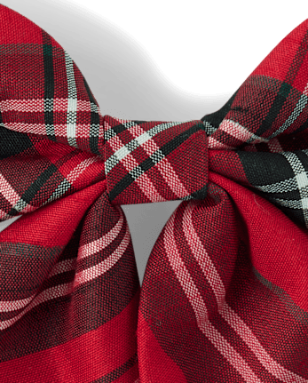 Girls Plaid Bow Hair Clip - Tartan Remix - CRIMSON