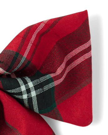 Girls Plaid Bow Hair Clip - Tartan Remix - CRIMSON