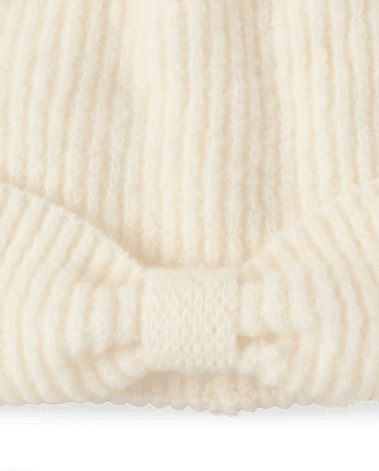 Girls Bow 2-Piece Cold Weather Set - Little Essentials - FAIR IVORY