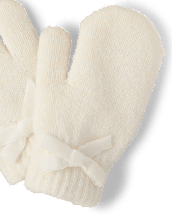 Girls Bow 2-Piece Cold Weather Set - Little Essentials - FAIR IVORY