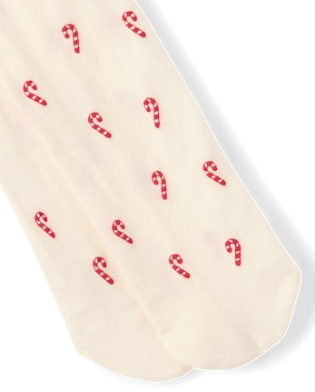 Girls Candy Cane Microfiber Tights - Tartan Remix - FAIR IVORY