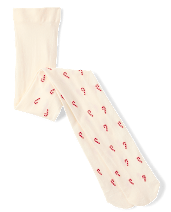 Girls Candy Cane Microfiber Tights - Tartan Remix - FAIR IVORY
