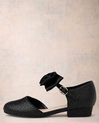 Girls Glitter Bow Block Heels - Marchesa Mini x Gymboree - BLACK