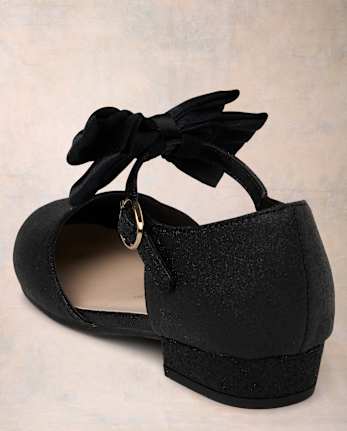 Girls Glitter Bow Block Heels - Marchesa Mini x Gymboree - BLACK
