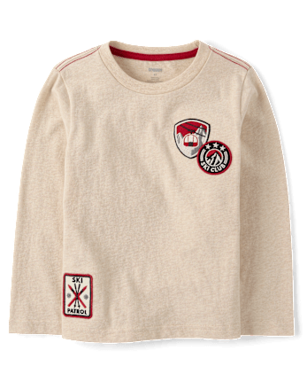 Boys Embroidered Ski Patch Top - Aspen Lodge - H/T VANILLA