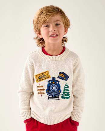 Boys Embroidered Sweater - The Polar Express™ x Gymboree - H/T VANILLA