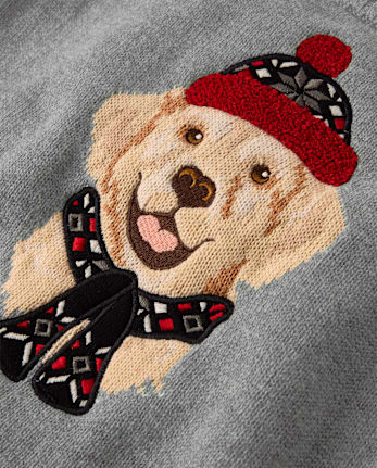 Boys Embroidered Dog Sweater - Aspen Lodge - H/T HOUND