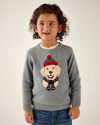 Boys Embroidered Dog Sweater - Aspen Lodge - H/T HOUND