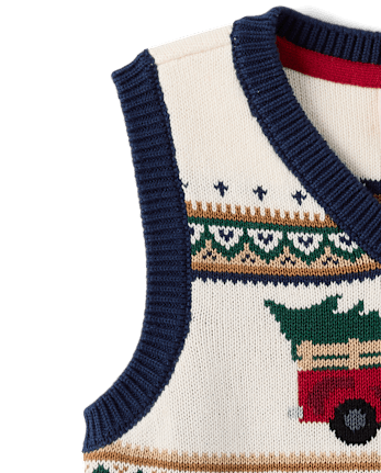 Boys Truck Fairisle Sweater Vest - Tartan Remix - TIDAL