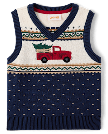 Boys Truck Fairisle Sweater Vest - Tartan Remix - TIDAL