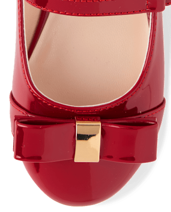 Girls Bow Ballet Flats - Tartan Remix - RED