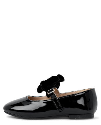 Girls Bow Ballet Flats - Little Essentials - BLACK