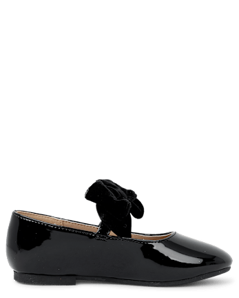 Girls Bow Ballet Flats - Little Essentials - BLACK