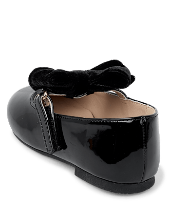 Girls Bow Ballet Flats - Little Essentials - BLACK