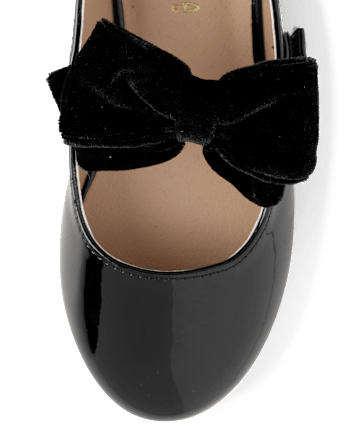 Girls Bow Ballet Flats - Little Essentials - BLACK