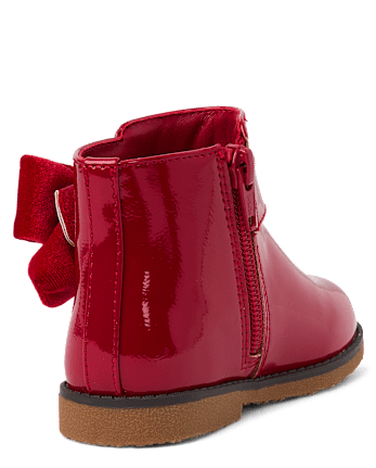 Girls Bow Booties - Tartan Remix - RED