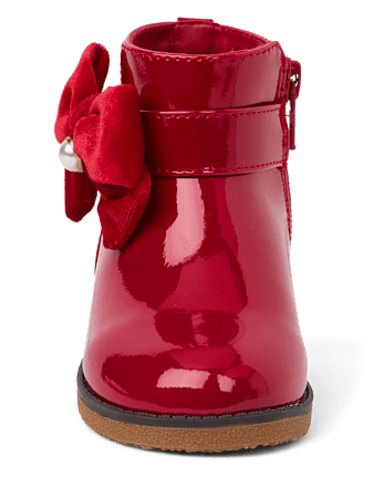 Girls Bow Booties - Tartan Remix - RED