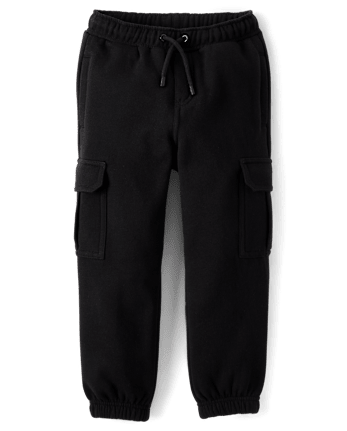 Boys Fleece Cargo Jogger Pants - Aspen Lodge - BLACK