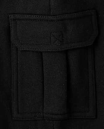 Boys Fleece Cargo Jogger Pants - Aspen Lodge - BLACK