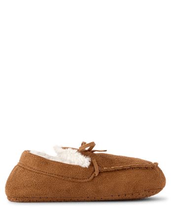 Boys Moccasin Slippers - BROWN