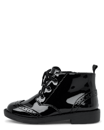 Boys Lace Up Boots - Tartan Remix - BLACK