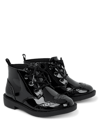 Boys Lace Up Boots - Tartan Remix - BLACK