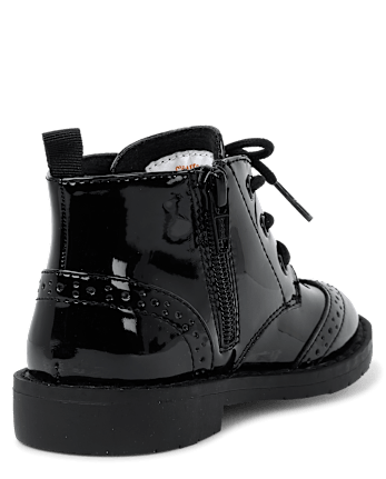 Boys Lace Up Boots - Tartan Remix - BLACK