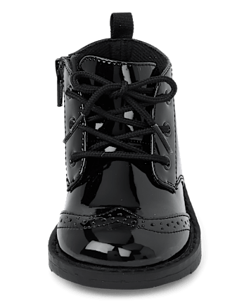 Boys Lace Up Boots - Tartan Remix - BLACK
