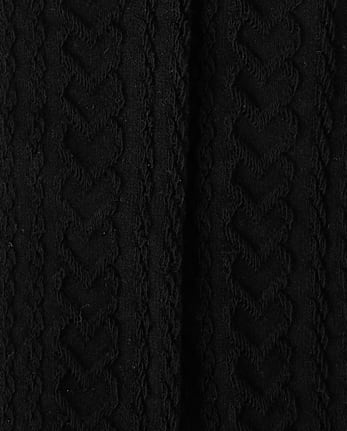 Girls Heart Cable Knit Tights - Little Essentials - BLACK