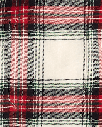 Boys Plaid Flannel Button Up Shirt - Tartan Remix - FAIR IVORY
