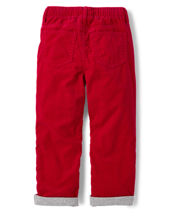 Pantalon en velours côtelé à revers pour garçon - Little Essentials - CRIMSON