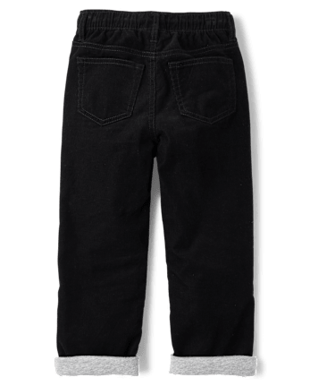 Pantalon en velours côtelé à revers pour garçon - Little Essentials - BLACK