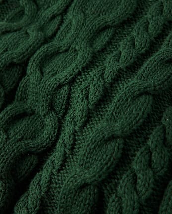Boys Cable Knit Sweater - Tartan Remix - FIR
