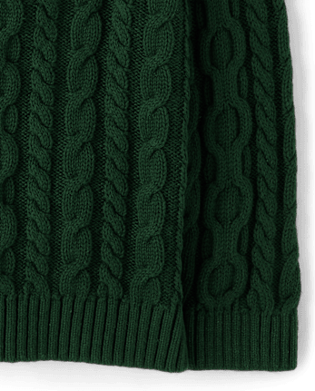 Boys Cable Knit Sweater - Tartan Remix - FIR