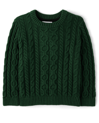 Boys Cable Knit Sweater - Tartan Remix - FIR