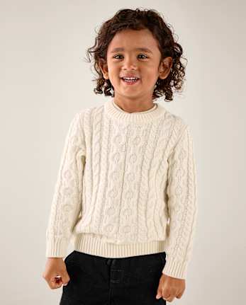 Pull en maille torsadée pour garçon - Little Essentials - FAIR IVORY