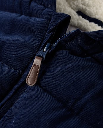 Boys Corduroy Sherpa-Lined Hooded Puffer Jacket - Little Essentials - TIDAL