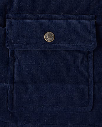 Boys Corduroy Sherpa-Lined Hooded Puffer Jacket - Little Essentials - TIDAL