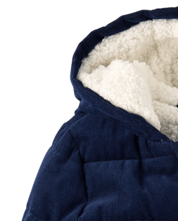Boys Corduroy Sherpa-Lined Hooded Puffer Jacket - Little Essentials - TIDAL