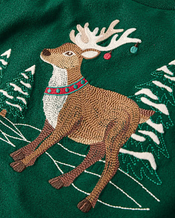 Boys Embroidered Reindeer Top - Tartan Remix - FIR