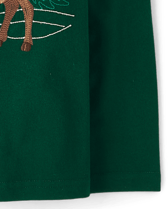 Boys Embroidered Reindeer Top - Tartan Remix - FIR