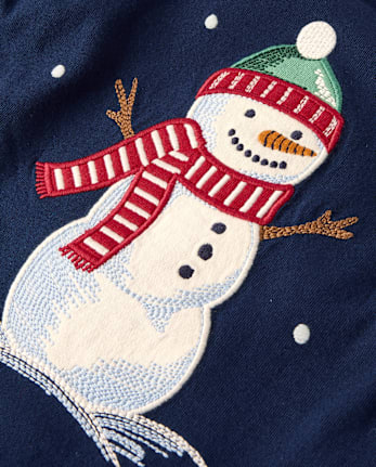 Boys Embroidered Snowman Top - Tartan Remix - TIDAL