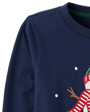 Boys Embroidered Snowman Top - Tartan Remix - TIDAL