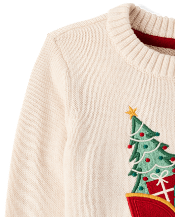 Boys Embroidered Sleigh Sweater - Tartan Remix - H/T VANILLA