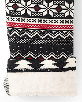 Girls Fairisle Winter Warm Leggings - Aspen Lodge - BLACK