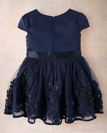 Girls Embroidered Tulle Fit And Flare Dress - Marchesa Mini x Gymboree - NAVY SLATE