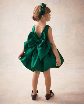Girls Oversized Bow Bubble Dress - Marchesa Mini x Gymboree - NOBLE FOREST