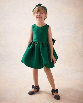 Girls Oversized Bow Bubble Dress - Marchesa Mini x Gymboree - NOBLE FOREST