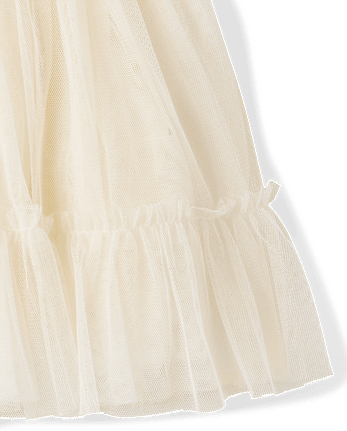 Girls Bow Faux Tweed Tutu Dress - Tartan Remix - FAIR IVORY