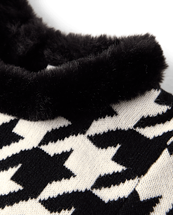 Girls Textured Houndstooth Sweater Dress - Aspen Lodge - FAIR IVORY